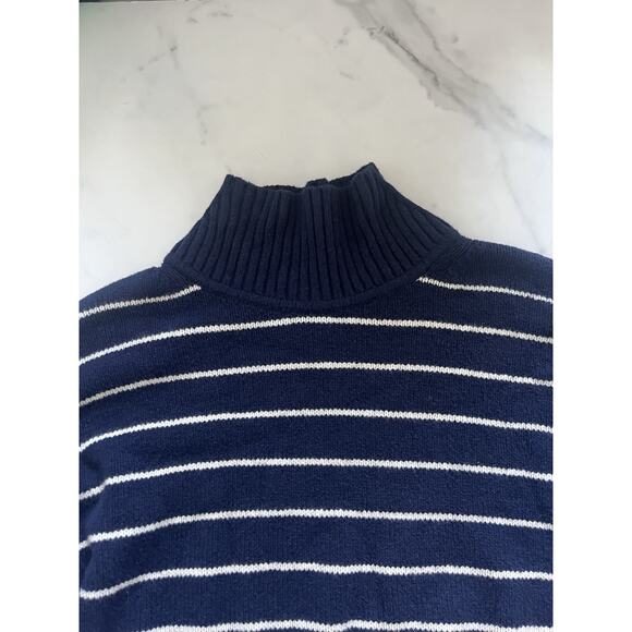 Gap CashSoft Mockneck Sweater navy blue stripe Sz XS Preppy Chic Boxy Cabin Core - Picture 5 of 8
